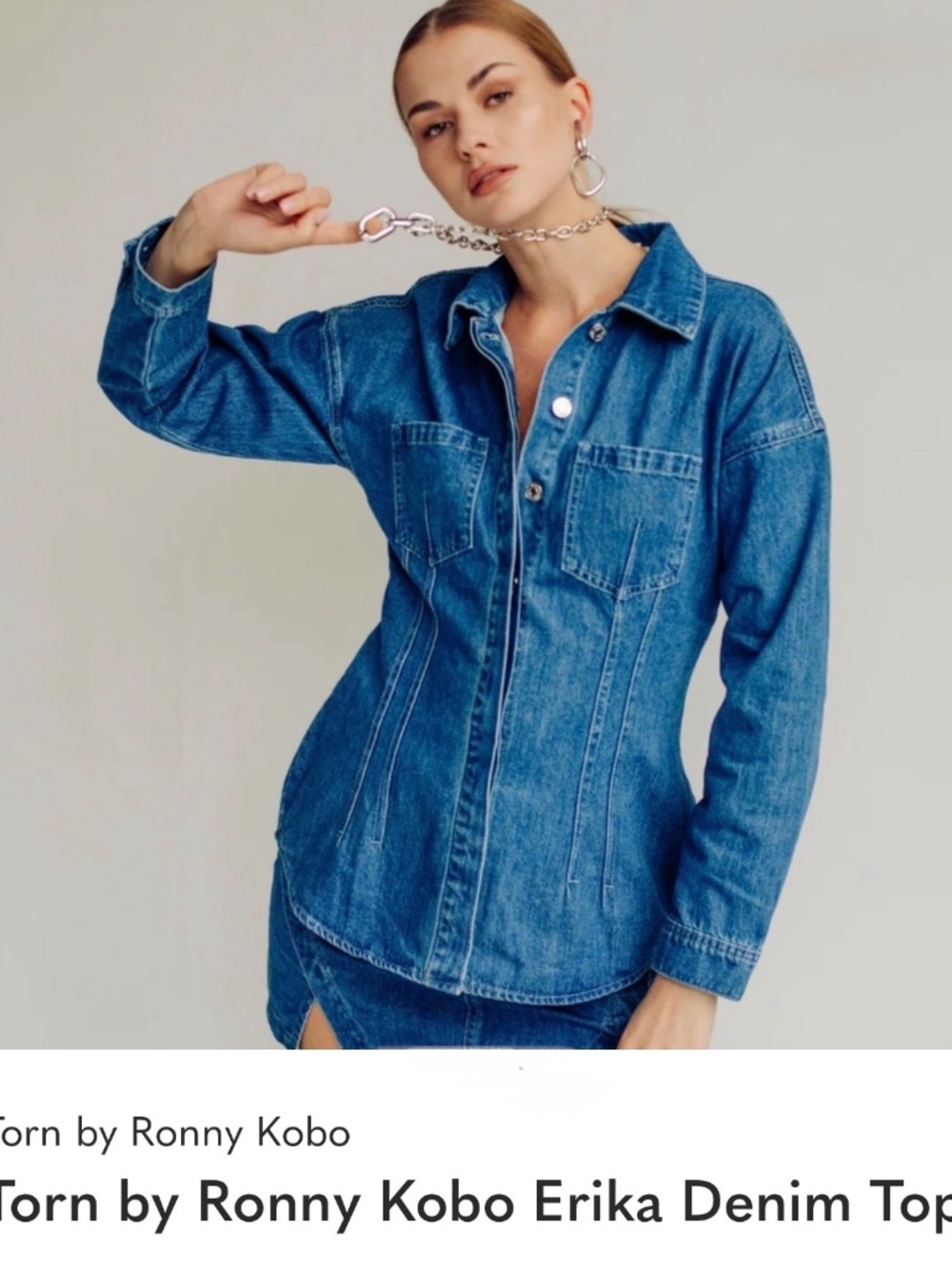 Torn by Ronny Kobo Blue Denim Top